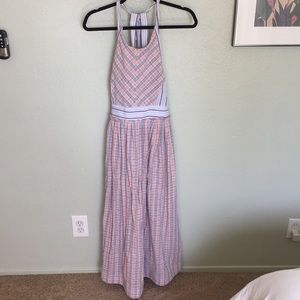 Free People Pink and Blue Plaid Apron Dress